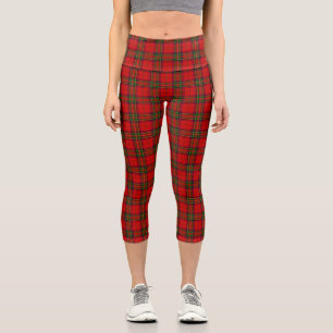 Stewart / Stuart tartan red green plaid Capri Leggings