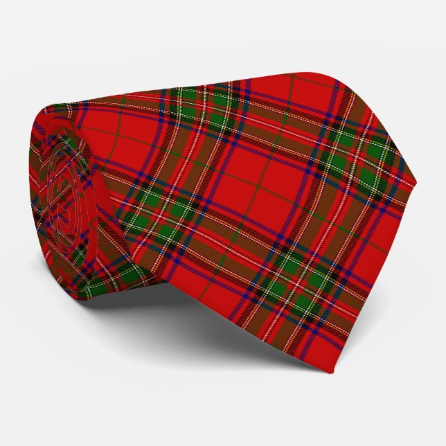 Stewart / Stuart tartan red green plaid Tie (Rolled)
