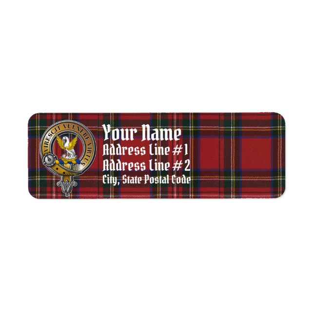Stewart Tartan & Badge Return Address Label (Front)