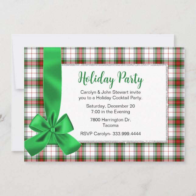 Stewart Tartan Plaid Custom Christmas Party  Invitation (Front)