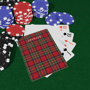 Stewart Tartan Plaid Rustic Red and Green Playing Cards