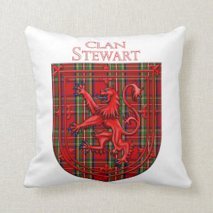 Stewart Tartan Scottish Plaid Lion Rampant Cushion