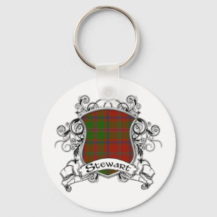 Stewart Tartan Shield Key Ring
