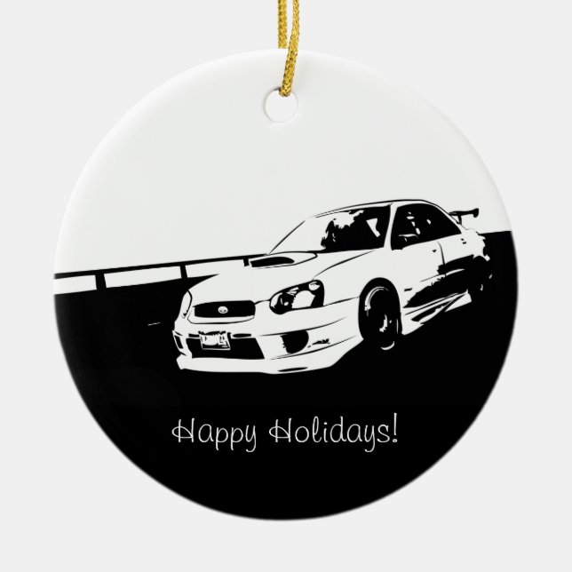 STI Impreza Rolling Shot Ceramic Tree Decoration (Front)
