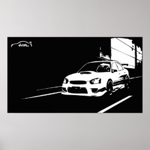 STI WRX Rolling Shot with Drift Logo Poster
