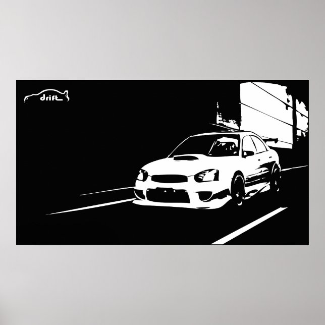 STI WRX Rolling Shot with Drift Logo Poster (Front)