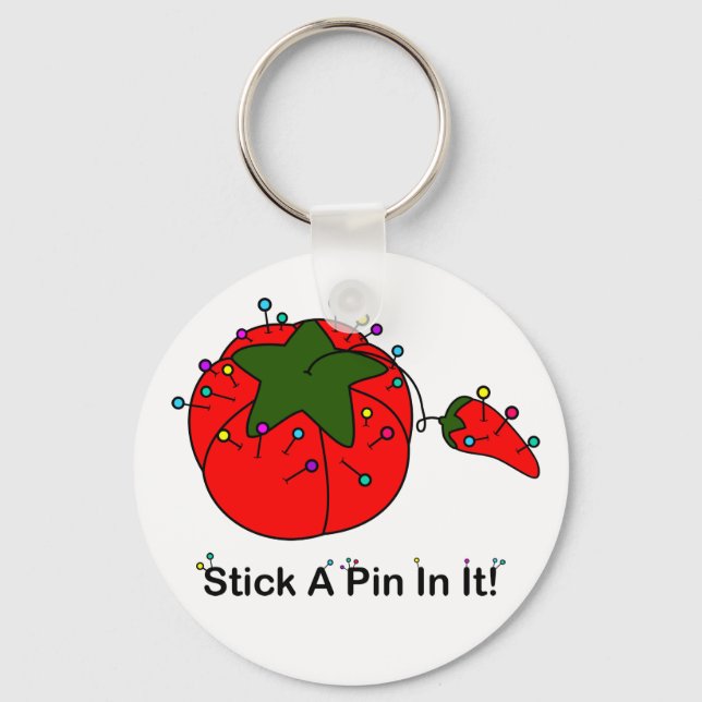 Stick A Pin In It! (Sewing Tomato) Key Ring (Front)