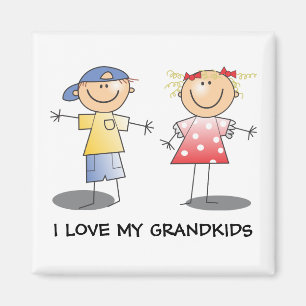 Stick Boy and Girl Grandkids Magnet