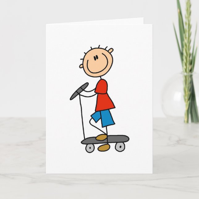 Stick Boy on Scooter Card (Front)