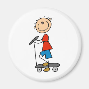 Stick Boy on Scooter Magnet