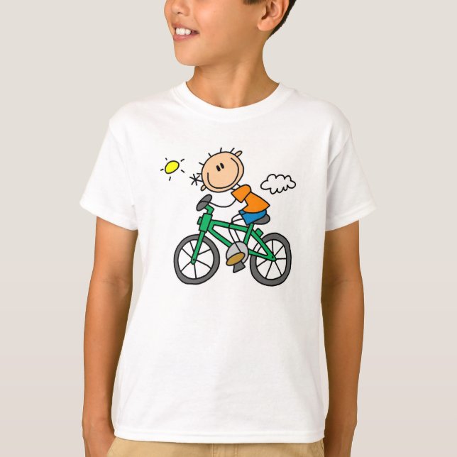 Stick Boy Riding Bicycle T-Shirt (Front)