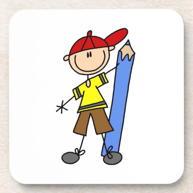 Stick Boy With Pencil Coaster (Front)