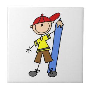 Stick Boy With Pencil Tile