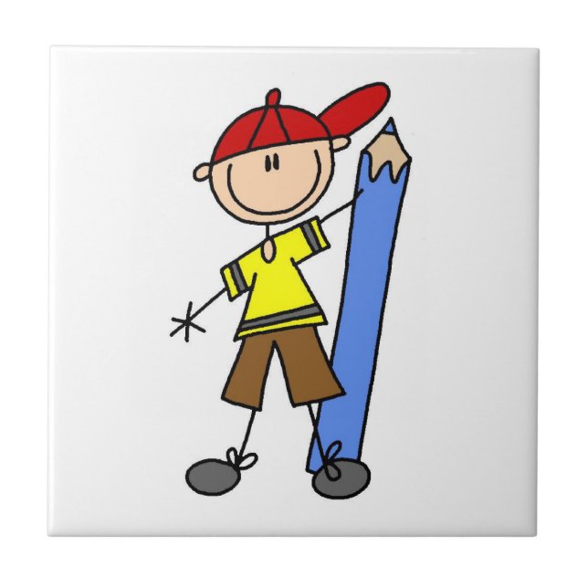 Stick Boy With Pencil Tile (Front)
