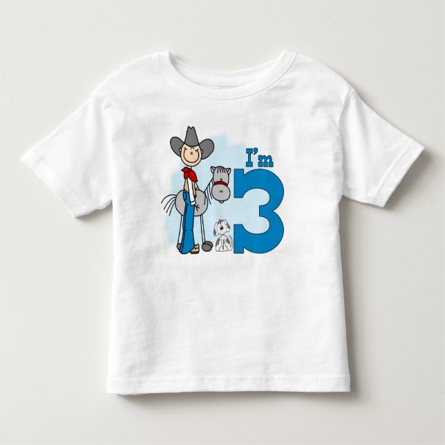 Stick Cowboy 3rd Birthday Toddler T-Shirt (Front)
