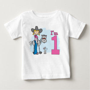 Stick Cowgirl 1st Birthday Baby T-Shirt