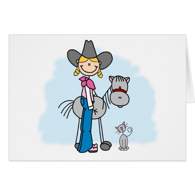 Stick Cowgirl N Horse Blank Card (Front Horizontal)