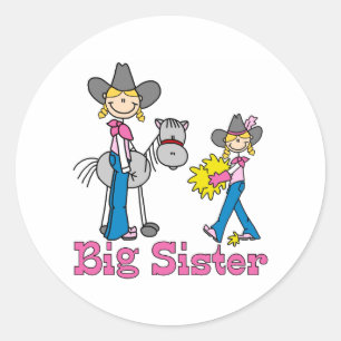 Stick Cowgirls Big Sister Classic Round Sticker