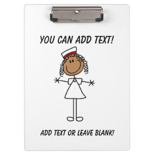 Stick Figure African American Nurse Clipboard