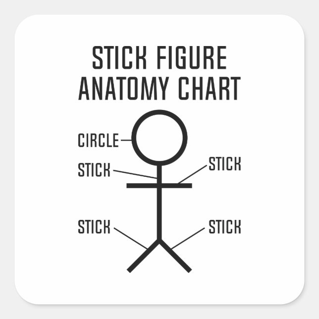 Stick Figure Anatomy Chart Square Sticker (Front)