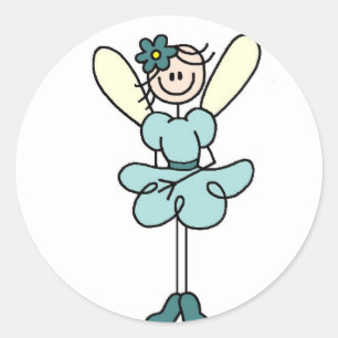 Stick Figure Angel In Teal Sticker