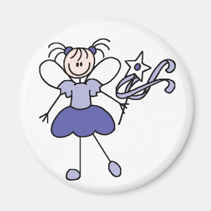 Stick Figure Angel Purple Magnet