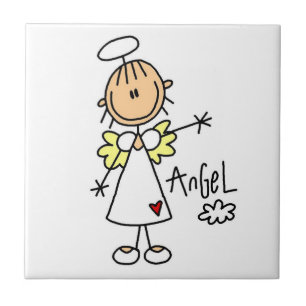 Stick Figure Angel T-shirts and Gifts Ceramic Tile