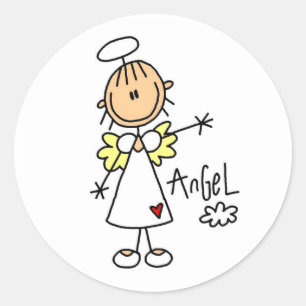 Stick Figure Angel T-shirts and Gifts Classic Round Sticker