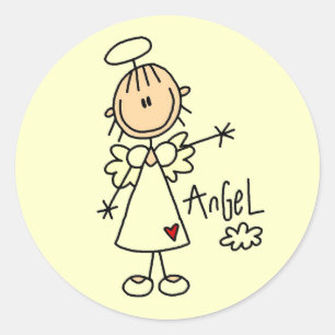 Stick Figure Angel T-shirts and Gifts Classic Round Sticker