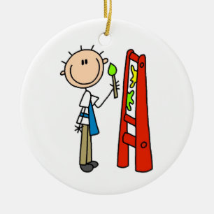 Stick Figure Artist Ceramic Tree Decoration
