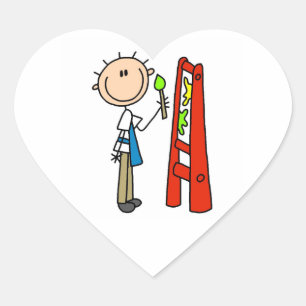 Stick Figure Artist Heart Sticker