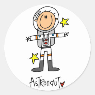 Stick Figure Astronaut T-shirts and Gifts Classic Round Sticker
