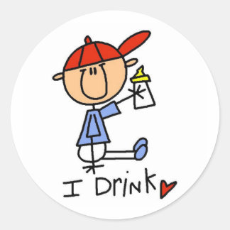 Stick Figure Baby I Drink Tshirts and Gifts Classic Round Sticker