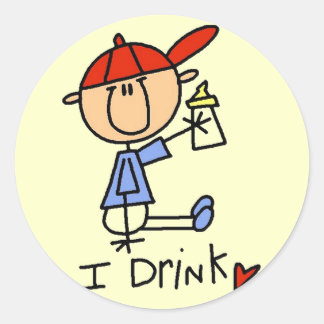 Stick Figure Baby I Drink Tshirts and Gifts Classic Round Sticker