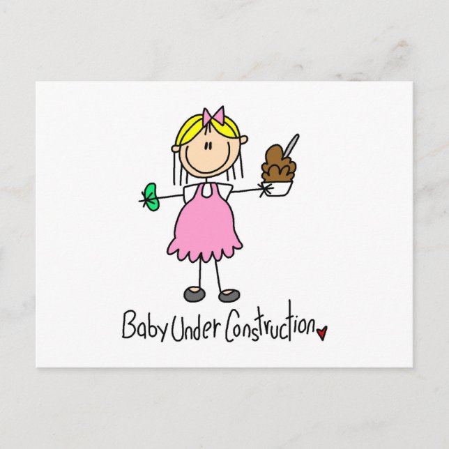 Stick Figure Baby Under Construction Postcard (Front)