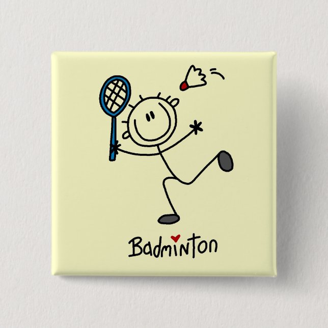 Stick Figure Badminton T-shirts and Gifts 15 Cm Square Badge (Front)