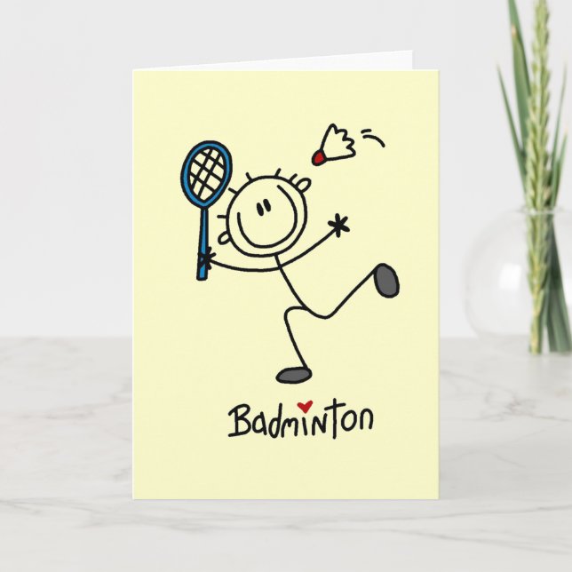 Stick Figure Badminton T-shirts and Gifts Card (Front)