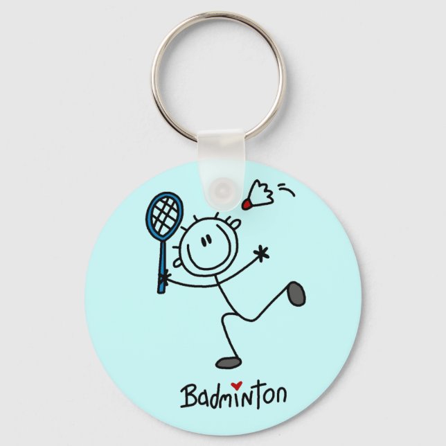 Stick Figure Badminton T-shirts and Gifts Key Ring (Front)