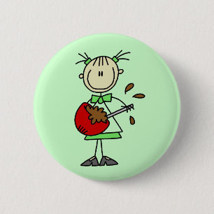 Stick Figure Baker Mixing Batter 6 Cm Round Badge