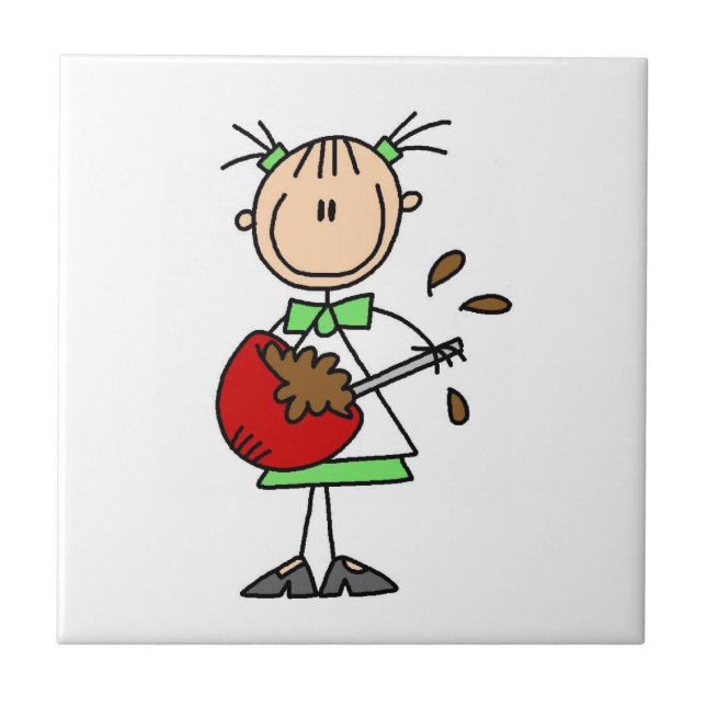 Stick Figure Baker Mixing Batter Ceramic Tile (Front)