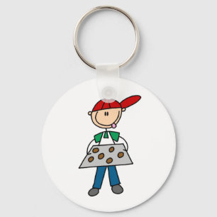 Stick Figure Baking Cookies Key Ring
