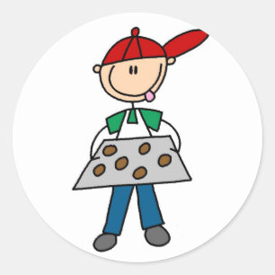 Stick Figure Baking Cookies Tshirts and Gifts Classic Round Sticker