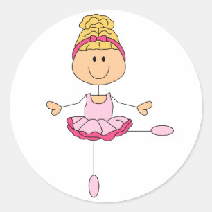 Stick Figure Ballerina Classic Round Sticker