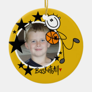 Stick Figure Basketball Photo Ornament