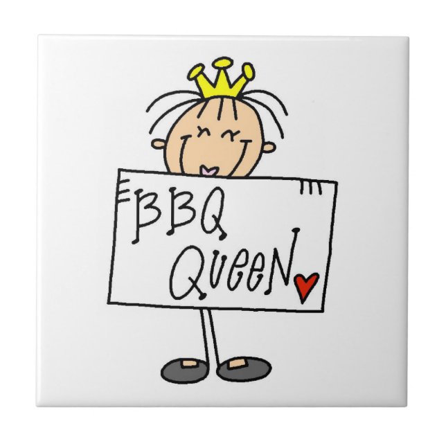 Stick Figure BBQ Queen Ceramic Tile (Front)
