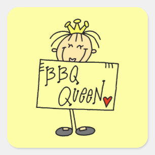 Stick Figure BBQ Queen Square Sticker