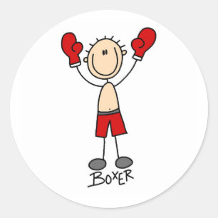 Stick Figure Boxer T-shirts and Gifts Classic Round Sticker