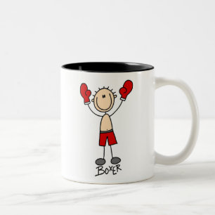 Stick Figure Boxer T-shirts and Gifts Two-Tone Coffee Mug