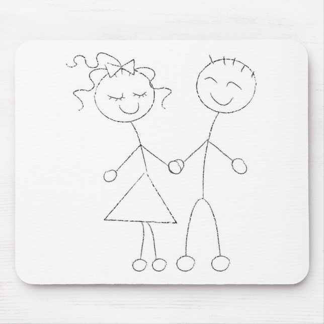 Stick Figure Boy and Girl Mouse Pad (Front)
