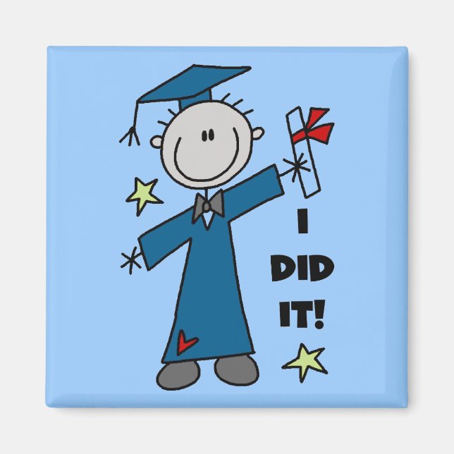 Stick Figure Boy Graduate T-shirts and Gifts Magnet (Front)